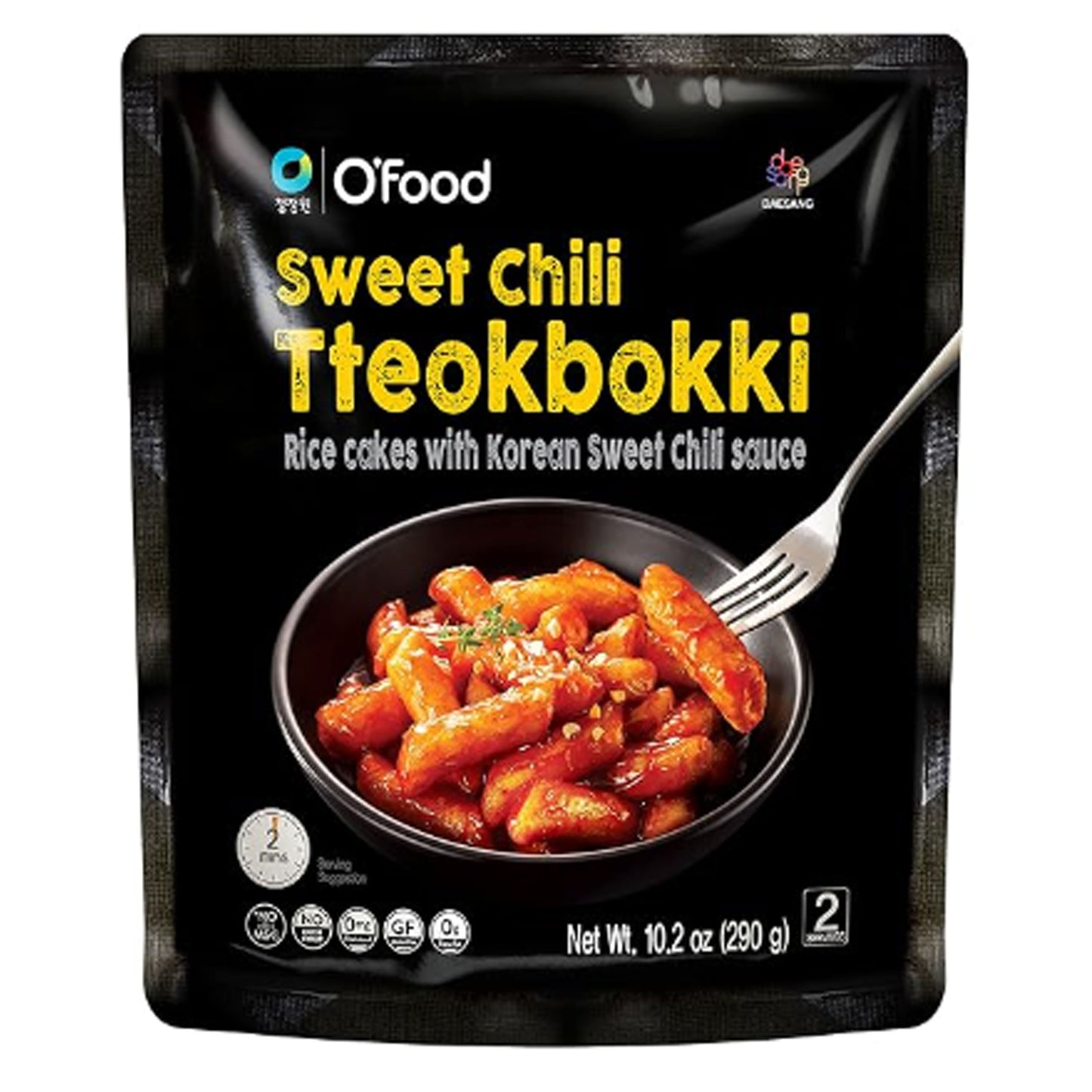 C O'Food Sweet Chili Tteokbokki, Gluten-Free Korean Rice Cakes, Authentic Spicy Korean Street Food Snack, Perfect with Cheese and Ramen Noodles, Ready to Eat, No MSG, No Corn Syrup, Pack of 1