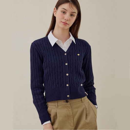 Daily Classic Cable Cardigan (Navy)