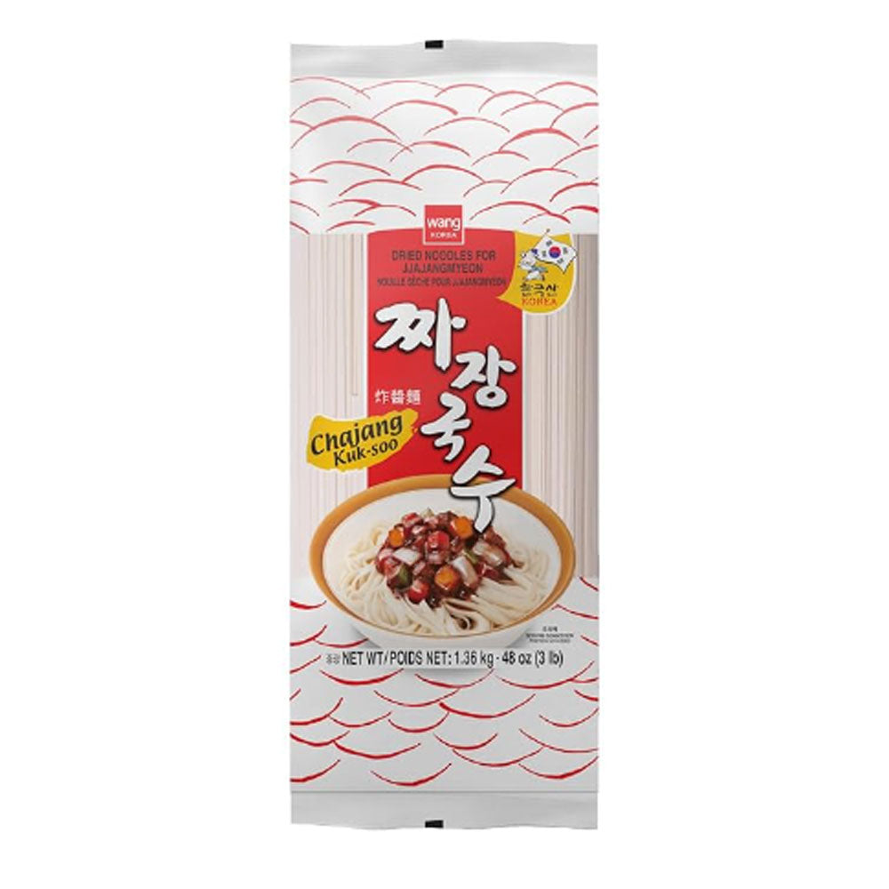 Wang Thick and Chewy Wheat Noodle for Jjajang Black Bean Sauce Noodle, Korean Noodle, Jjajang Myeon Noodle, 48 Oz