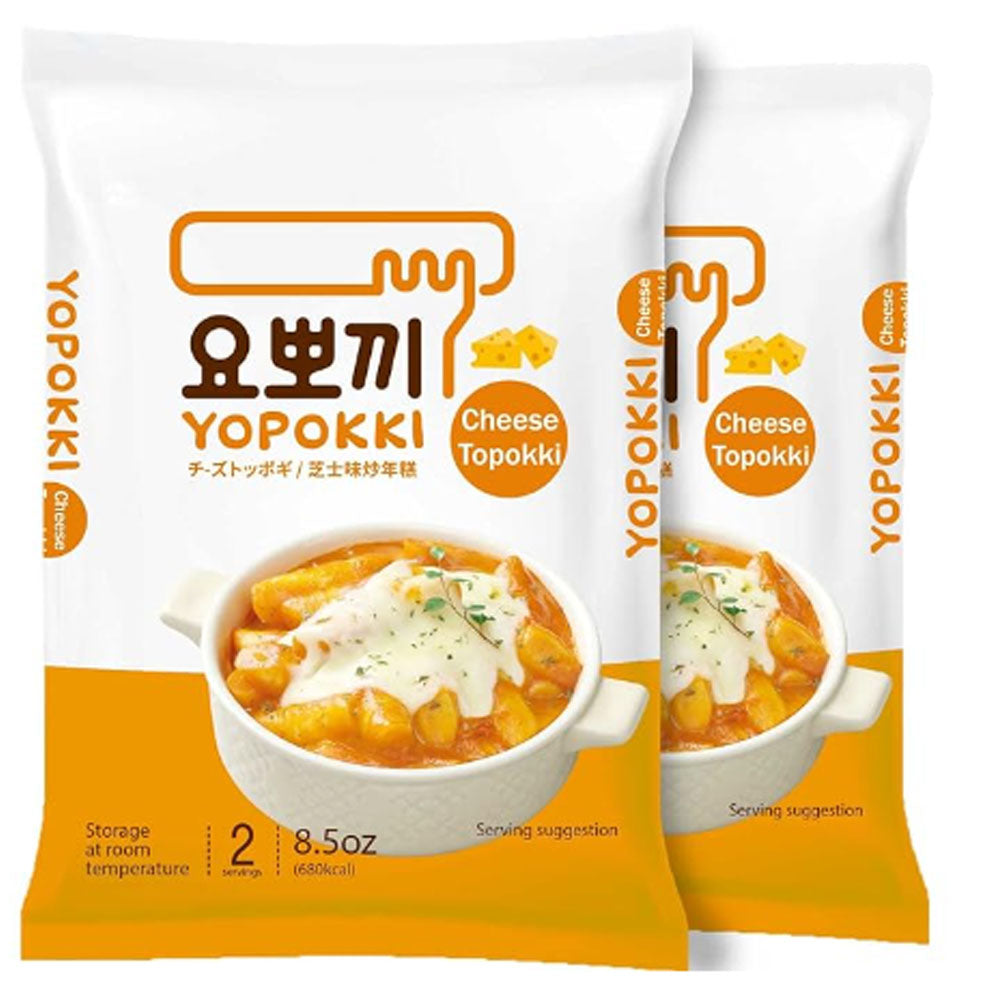 Yopokki Instant Tteokbokki Pack (Cheese, Pack of 2) Korean Street food with cheese sauce Topokki Rice Cake - Quick & Easy to Prepare