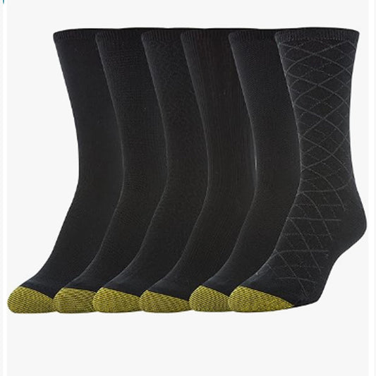 Women's Casual Texture Crew Socks, Multipairs /Black Diamond 6-pairs