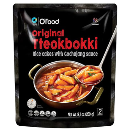 C O'Food Original Tteokbokki, Gluten-Free Korean Rice Cakes, Authentic Spicy Korean Street Food Snack, Perfect with Cheese and Ramen Noodles, Ready to Eat, No MSG, No Corn Syrup