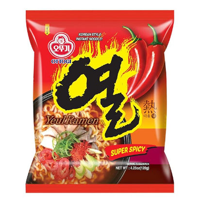 OTTOGI YEUL Ramen, 10 Pack of Super Spicy Flavor Korean Instant Noodle, Extreme Bold Spicy Hot Savory Broth (4.23oz x 10)