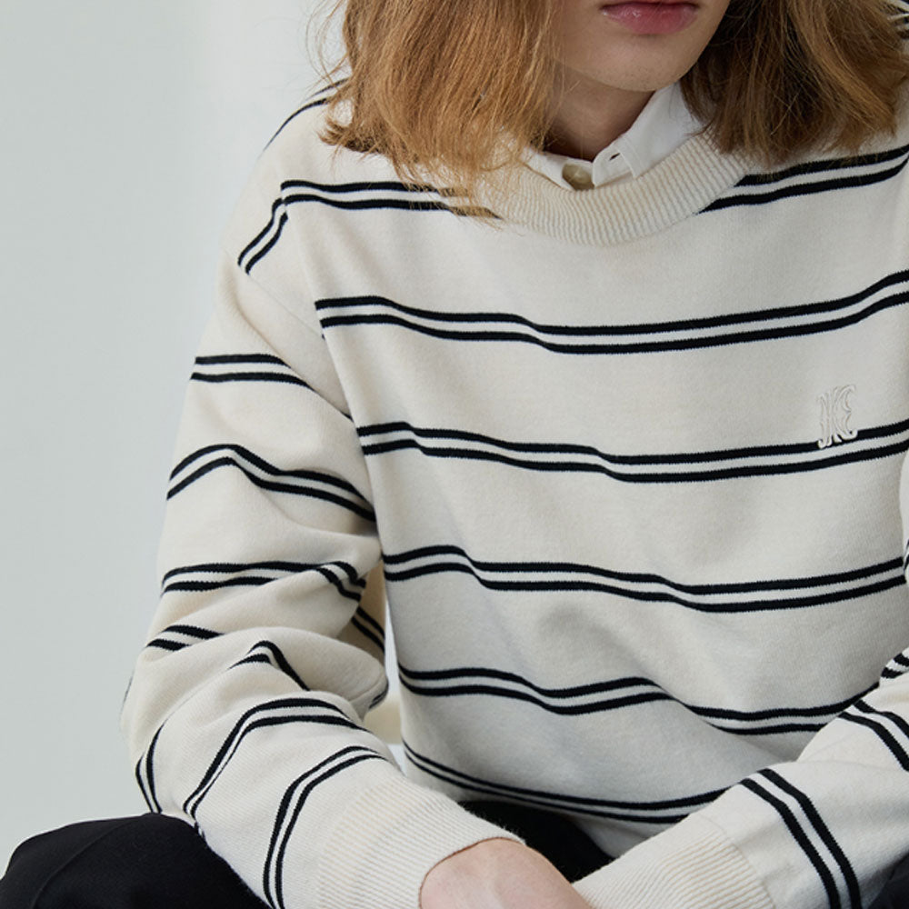 Minimal Signature Stripe Knit [Cream]