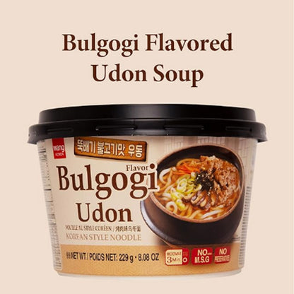 Wang Korean BBQ Bulgogi Flavored Udon Noodle Bowl, Rich and Sweet, 8.08 Ounce, 6 Cups of Noodles