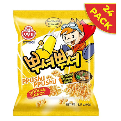 OTTOGI PPUSHU PPUSHU NOODLE SNACK- Bulgogi Flavor (90g) - 24 Pack