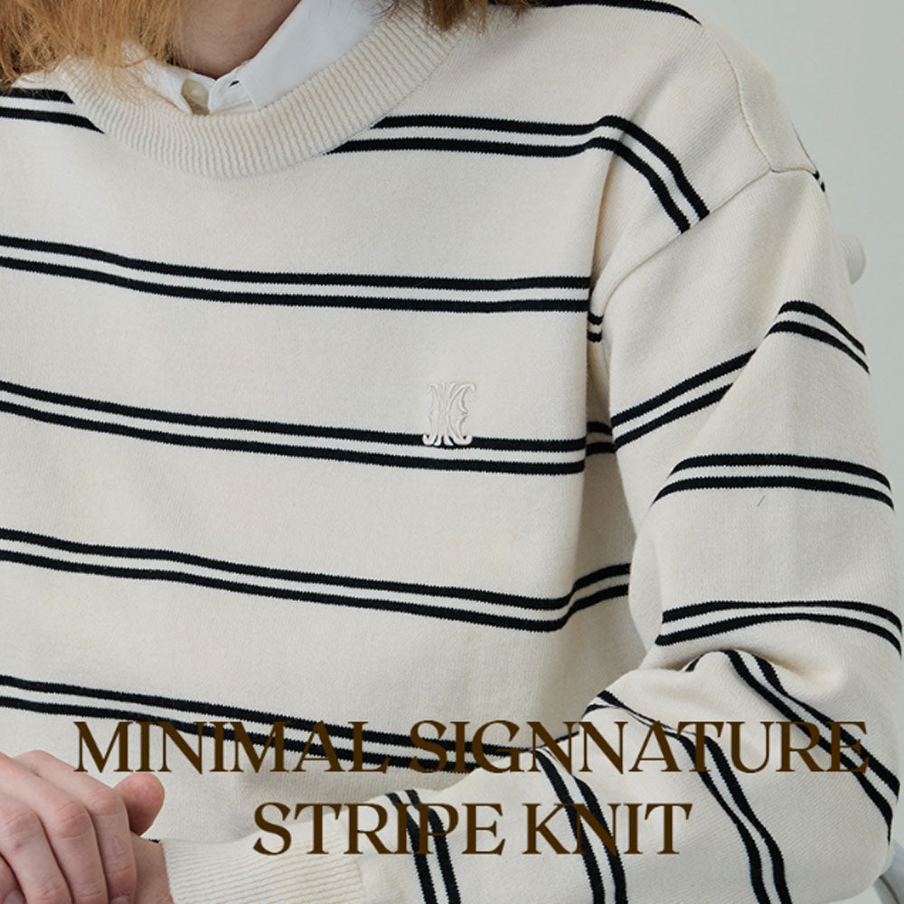 Minimal Signature Stripe Knit [Cream]