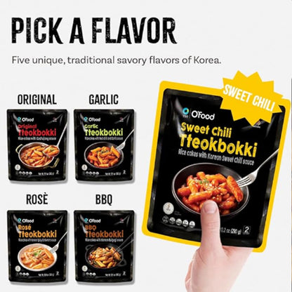 C O'Food Sweet Chili Tteokbokki, Gluten-Free Korean Rice Cakes, Authentic Spicy Korean Street Food Snack, Perfect with Cheese and Ramen Noodles, Ready to Eat, No MSG, No Corn Syrup, Pack of 1