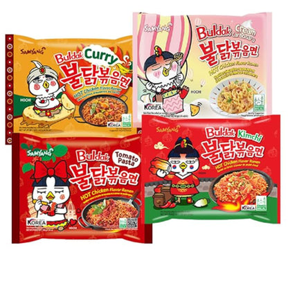 Samyang Spicy Hot Chicken Ramen 11 Flavor Variety Pack - FREE Chopsticks - Korean Buldak Ramen Noodles (11 Pack)