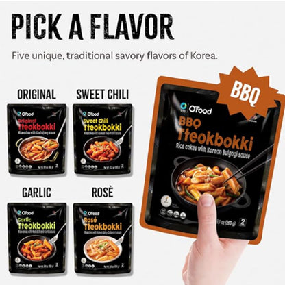 C O'Food BBQ Tteokbokki, Authentic Korean Rice Cakes, Korean Street Food Snack, Perfect with Cheese and Ramen Noodles, Ready to Eat, No MSG, No Corn Syrup, Pack of 1