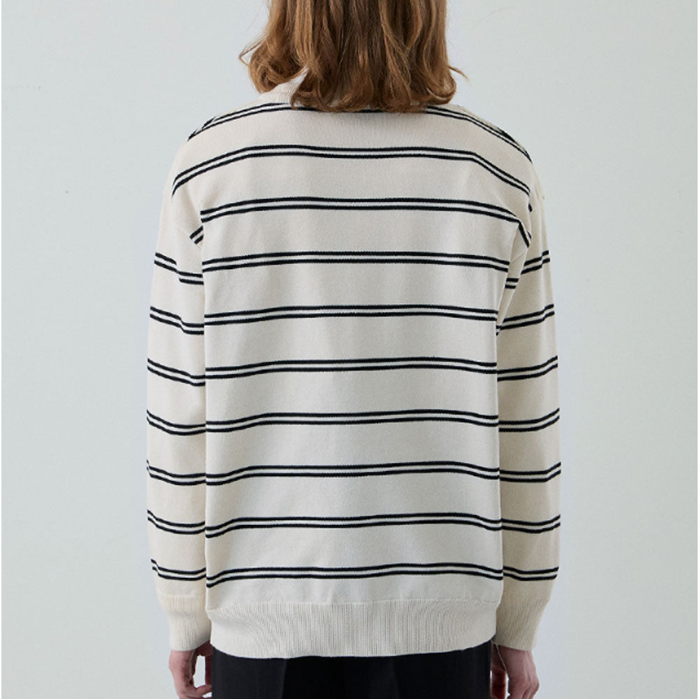 Minimal Signature Stripe Knit [Cream]