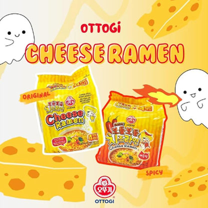 OTTOGI Cheese Ramen, Korean Style Instant Noodle, Rich Flavor with Savory Cheese, 3.92oz x 4 Pack