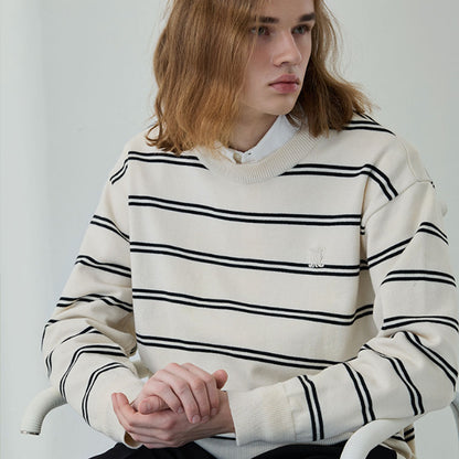 Minimal Signature Stripe Knit [Cream]