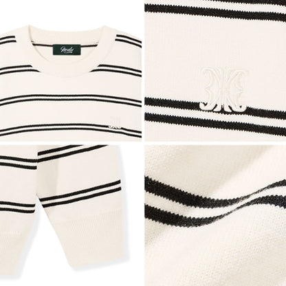 Minimal Signature Stripe Knit [Cream]