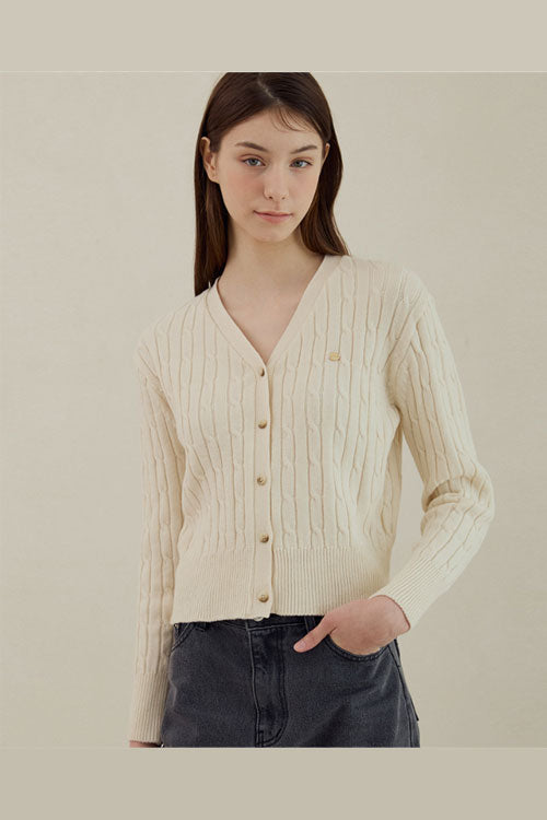 Daily Classic Cable Cardigan (Cream)