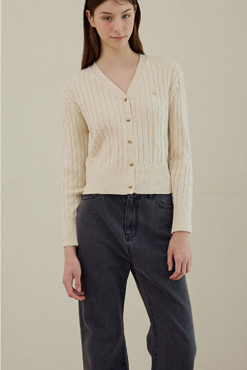 Daily Classic Cable Cardigan (Cream)