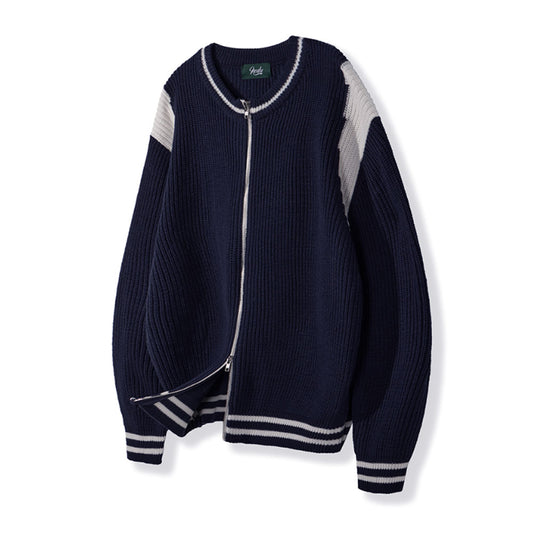 Varcity 2way Zip-up Knit [Navy]