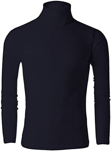 Mens Casual Slim Fit Light Weight Turtleneck Pullover Sweaters T Shirts