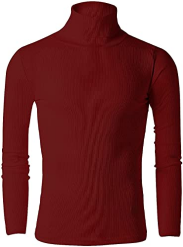 Mens Casual Slim Fit Light Weight Turtleneck Pullover Sweaters T Shirts