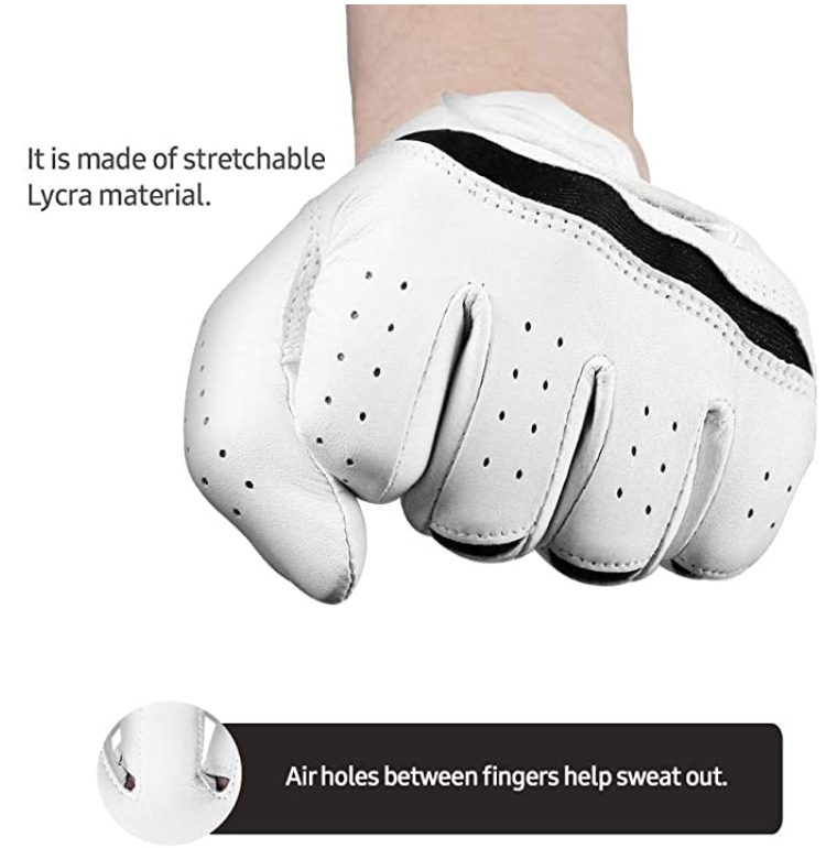 White Golf Gloves for Men Cabretta Leather 2 Gloves Bundle Pack