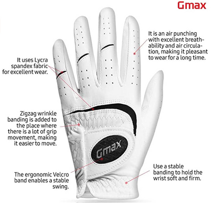 White Golf Gloves for Men Cabretta Leather 2 Gloves Bundle Pack